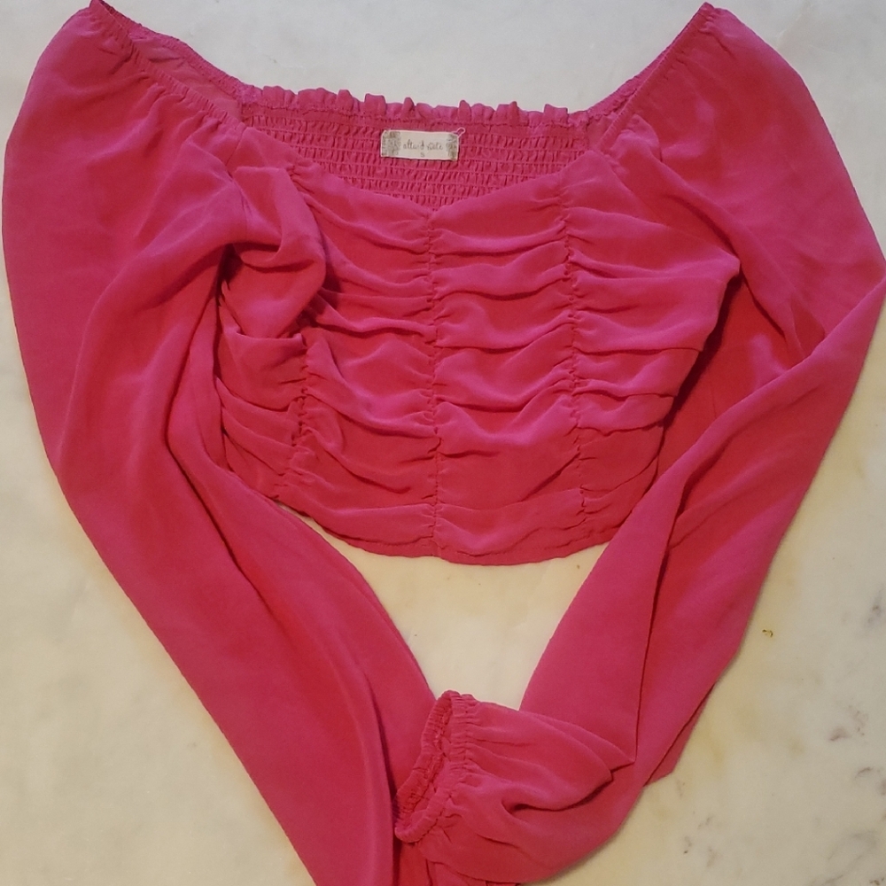 Altar'd State Fuchsia Ruched Blouse